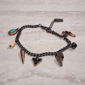 American Eagle Silver Tone Charm Adjustable Bracelet OSFM